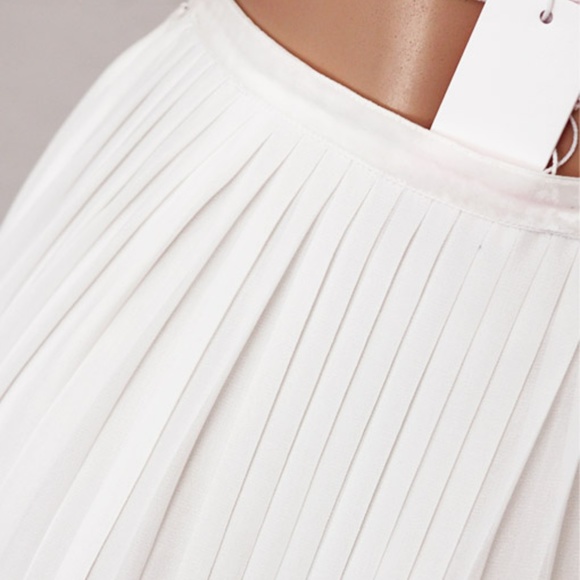 Last one ☝️ White Sheer Chiffon Pleated Long Skirt - Picture 2 of 8